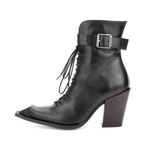 John Fluevog SWORDFISH HI CUBIST CUPCAKE LACE-UP ANKLE BOOTS WITH A BUCKLE Sz 8